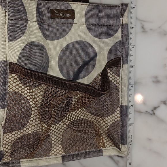 Thirty-One Organizing Keep It Caddy Tote Real Mod Dot Large Circles Gray Taupe - Picture 16 of 17